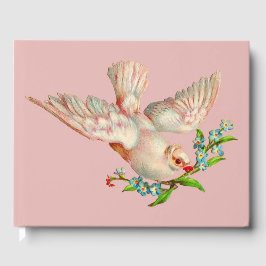 mooie witte duif met takje in de bek gastenboek