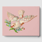 mooie witte duif met takje in zijn bek gastenboek (Achterkant)