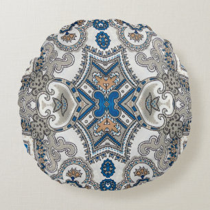 Mooie witte en blauwe arabeske, islamitische patte rond kussen