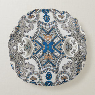 Mooie witte en blauwe arabeske, islamitische patte rond kussen