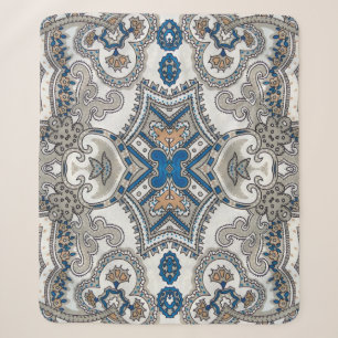 Mooie witte en blauwe arabeske, islamitische patte sherpa deken