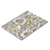 Mooie witte en gouden 3D bloem aangepaste naam Notitieboek (Linkerzijde)