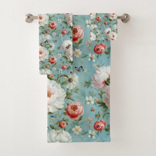 Mooie witte en rode pioenen bad handdoek (Insitu)