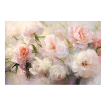 Mooie witte en roze pioenrozen waterverfschilderij