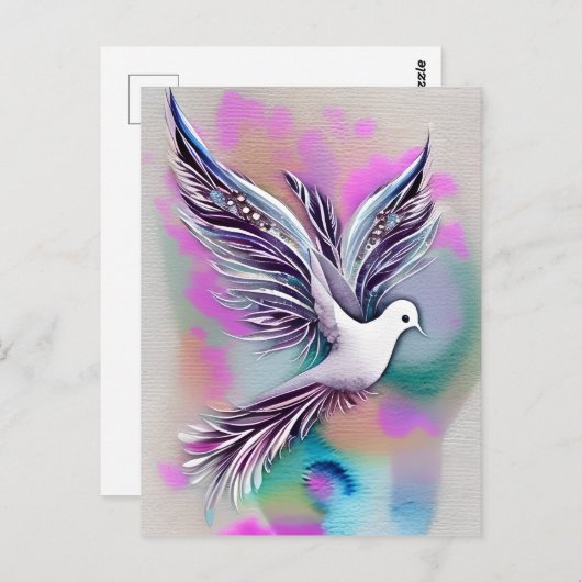 Mooie Witte Etherale Waterverf Dove Briefkaart (Voorkant / Achterkant)