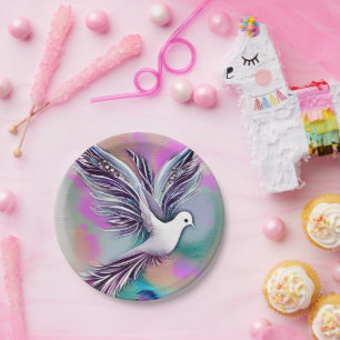 Mooie Witte Etherale Waterverf Dove Papieren Bordje