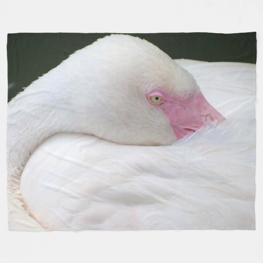 Mooie witte flamingo fleece deken (Voorkant (Horizontaal))