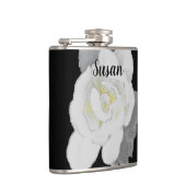 Mooie witte Gardenia ventilator op zwart Heupfles (Rechts)