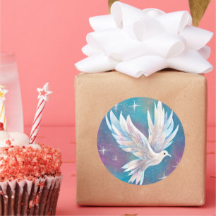 Mooie witte Glitter Peace Dove Ronde Sticker