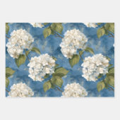 Mooie witte hortensia op blauw inpakpapier vel (Voorkant)