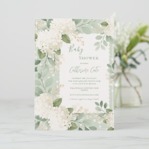 Mooie Witte Hortensia's Salie Groen Vintage Baby Kaart