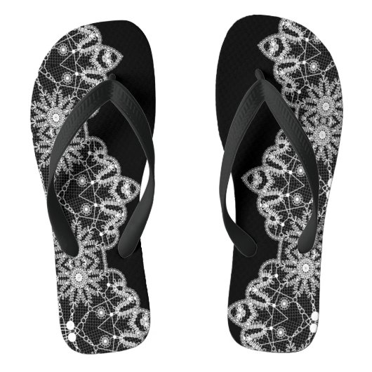 Mooie Witte Kant Elegante Flip Flops (Voetbed)
