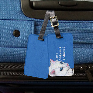 Mooie Witte Kat Helder Licht Blauwe ogen Bagagelabel