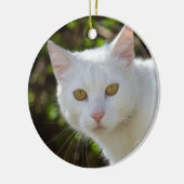 Mooie witte kat keramisch ornament (Links)