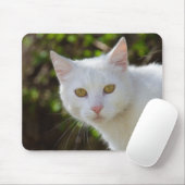 Mooie witte kat muismat (Met muis)
