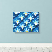 Mooie witte lelie patroon canvas afdruk (Insitu (Houten vloer))