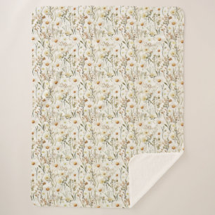 Mooie Witte Madeliefjes Bloemen Verjaardag Sherpa Deken
