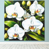 mooie witte orchideeën canvas afdruk (Insitu (Houten vloer))