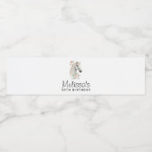 Mooie witte paard hoofd boho bloemen verjaardag waterfles etiket (Enkel label)