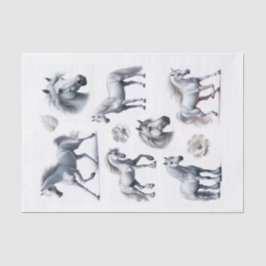 Mooie witte paard kut snijdt kunst tissuepapier