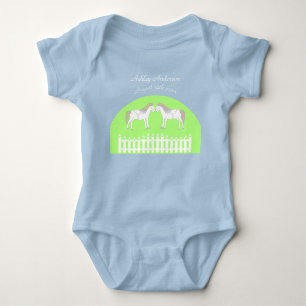 Mooie Witte Paarden Aangepaste Naam Romper