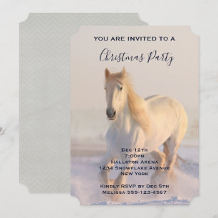 Mooie witte paarden die met sneeuwkerst rondlopen kaart