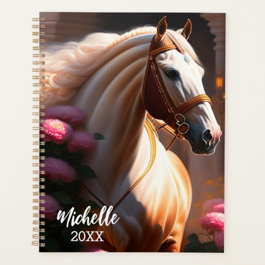 Mooie witte paarden planner (Voorkant)