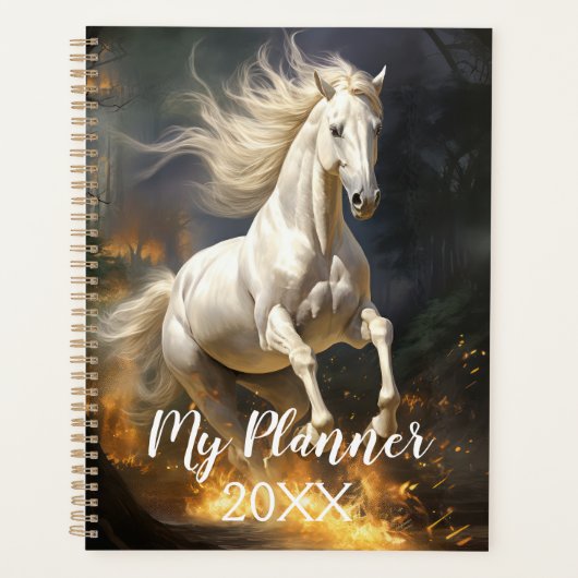 Mooie witte paarden planner (Voorkant)