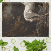 Mooie witte paardenolieverfschilderij  theedoek (Gevouwen)