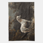 Mooie witte paardenolieverfschilderij  theedoek (Verticaal)