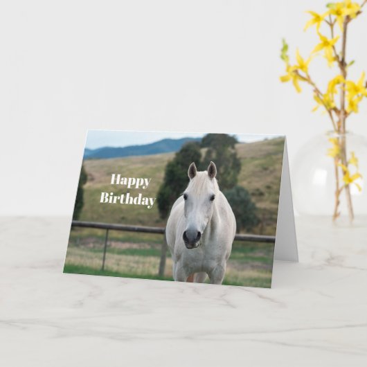 Mooie witte paarse Appaloosa Foto Birthday Kaart (Gele Bloem)