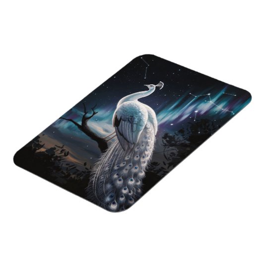 Mooie witte pauw Aurora Borealis Schilderachtig Magneet (Linkerzijde)