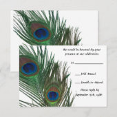 Mooie witte pauw huwelijksreactie RSVP kaartje (Voorkant / Achterkant)