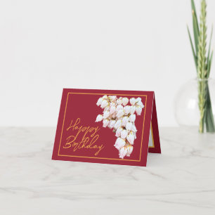 Mooie witte Pieris bloemen Chic Happy Birthday Kaart
