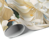 Mooie witte pioen en magnolia patroon cadeaupapier (Rol Hoek)