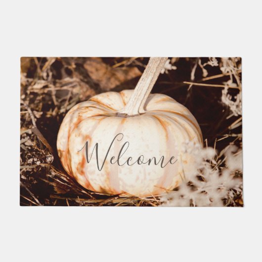 Mooie witte pompoen herfstweide deurmat (Voorkant)