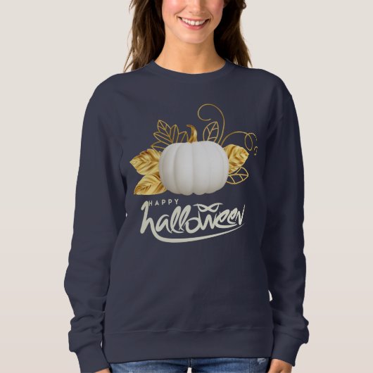 Mooie witte pompoen met Golden Leaf Trui (Voorkant)