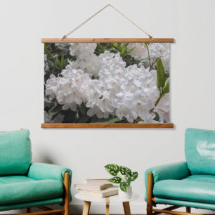Mooie witte rododendron blooms hangend wandkleed