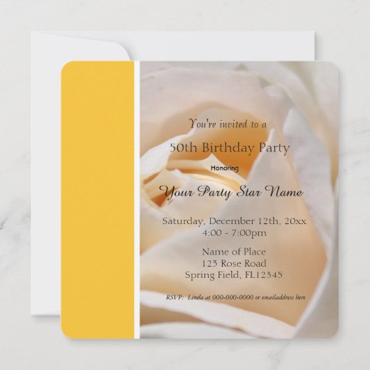 Mooie witte roos verjaardagsfeestje kaart (Achterkant)