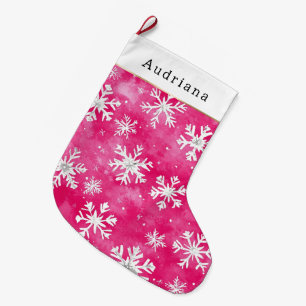 Mooie Witte Roze Zilveren Sneeuwvlokken Kerstmis Grote Kerstsok