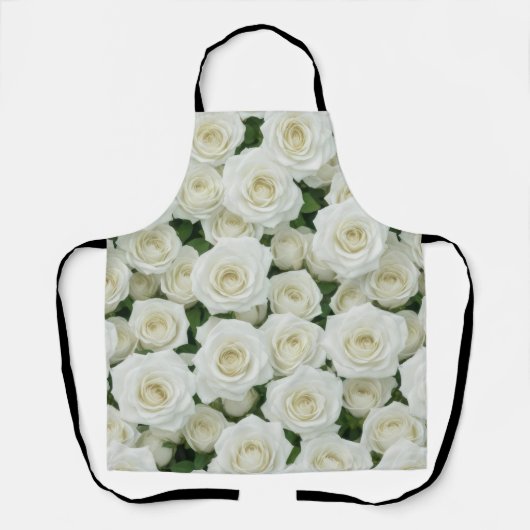 Mooie witte rozen schort (Voorkant)