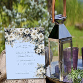 Mooie witte rozen wijnstokken blauwe bladeren save the date