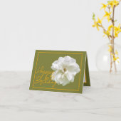 Mooie witte rozenbloem  Happy Birthday Kaart (Gele Bloem)