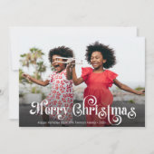 mooie witte script foto kerstkaart (Voorkant)