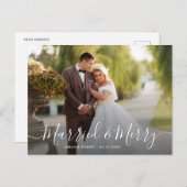 Mooie witte script vakantie bruiloft aankondiging briefkaart (Voorkant / Achterkant)