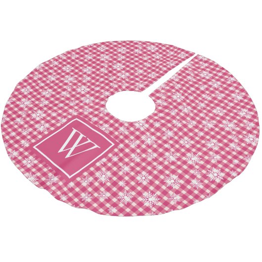 Mooie Witte Sneeuwvlokken Roze Buffalo Schotlandse Kerstboom Rok (Gekanteld)