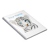 Mooie witte tijger met blauwe ogen notitieboek (Rechterzijde)