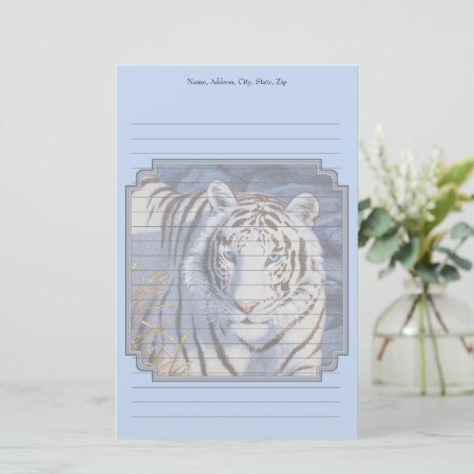 Mooie witte tijger met kristalblauwe ogen briefpapier (Staand voorkant)