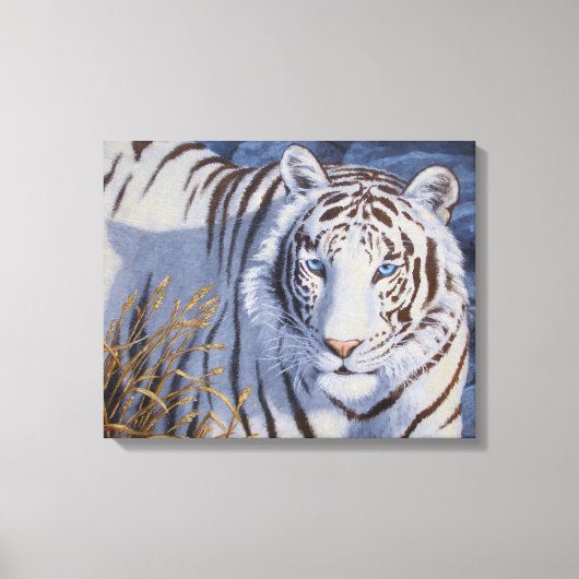 Mooie witte tijger met kristalblauwe ogen canvas afdruk (Voorkant)