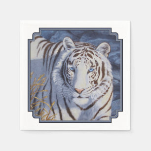 Mooie witte tijger met kristalblauwe ogen servet